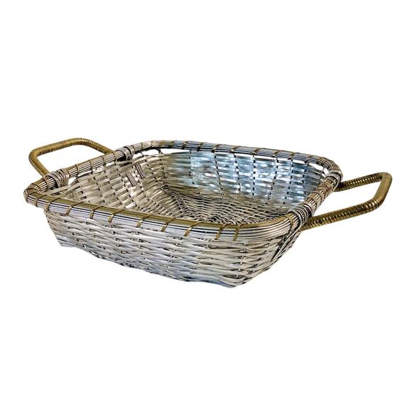 Woven Wire Metal Basket With Handles - Picture 1 of 7